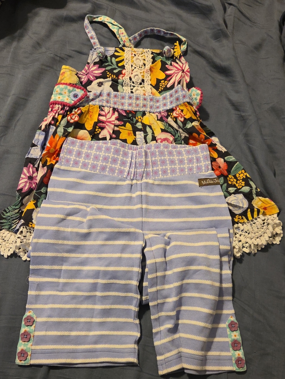 Matilda Jane Lavender And Floral Knot Top Stripe Girls' Knit Bottoms